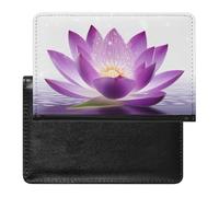 Étui de passeport à fleurs violettes - Portefeuille de voyage sécurisé en cuir synthétique pour cartes de crédit - Sac de rangement pour passeport pour homme et femme - Blanc - Taille unique -