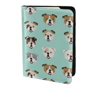 Étui de passeport amusant en cuir de vachette imprimé bouledogue anglais, étui pour carte de voyage pour homme et femme, protecteur de documents, noir, One Size