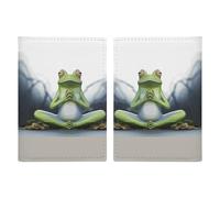 Étui de passeport amusant imprimé grenouille de yoga pour voyage, protection contre les RFID, étui pour cartes en cuir pour homme et femme, grenouille de yoga amusante, 20,3 x 13,8 cm, Grenouille de