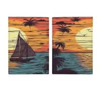 Étui de passeport au coucher du soleil et voilier ultra fin en cuir PU pour documents de voyage compact de qualité supérieure pour passeport international américain pour homme et femme