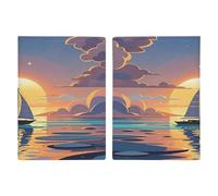 Étui de passeport au coucher du soleil et voilier ultra fin en cuir PU pour documents de voyage compact de qualité supérieure pour passeport international américain pour homme et femme