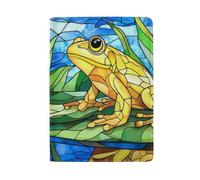 Étui de passeport avec fentes pour cartes pour homme, Motif grenouille jaune vitrail