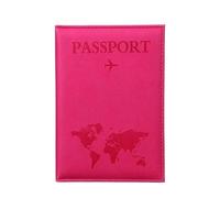 Étui de passeport avec motif carte du monde - Avion simple - Pour femme et homme - Cadeau de mariage tendance, Rose rouge., Taille unique