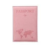 Étui de passeport avec motif carte du monde - Avion simple - Pour femme et homme - Cadeau de mariage tendance, a rose, Taille unique