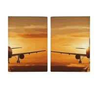 Étui de passeport avion au coucher du soleil en cuir PU imperméable avec fentes pour cartes de crédit pour homme et femme, 20,3 x 13,8 cm, Style :, 20.3x13.8cm