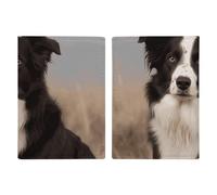 Étui de passeport Border Collie en cuir fait à la main avec fente pour cartes et billets, accès facile - Pour homme et femme - Style : 20,3 x 13,8 cm, Style :, 20.3x13.8cm