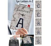 Étui de passeport brodé de serviette noire, motif de lettre ; Porte-passeport vintage multifonction RFID unisexe, portefeuille en PU de style porte-passeport multifonction RFID vintage unisexe, étui d