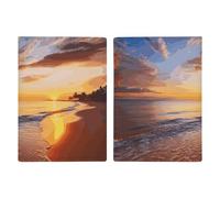 Étui de passeport de voyage - Beau lever de soleil tropical sur la plage - En cuir imprimé - Pour voyage, documents, cadeaux de voyage, Magnifique lever de soleil tropical sur la plage, 20.3x13.8cm