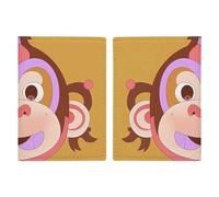 Étui de passeport de voyage en cuir imprimé à rayures mauves pour voyage, documents, cadeaux de voyage, Motif singe, 20.3x13.8cm