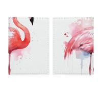 Étui de passeport de voyage en cuir imprimé avec boules colorées pour voyage, documents, cadeaux de voyage, Aquarelle flamant rose, 20.3x13.8cm