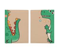 Étui de passeport de voyage en cuir imprimé avec illustration de singe marron pour voyage, documents, cadeaux de voyage, Adorable dinosaure., 20.3x13.8cm