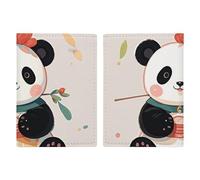 Étui de passeport de voyage en cuir imprimé avec illustration de singe marron pour voyage, documents, cadeaux de voyage, Panda de dessin animé., 20.3x13.8cm