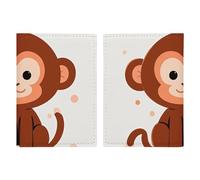 Étui de passeport de voyage en cuir imprimé avec illustration de singe marron pour voyage, documents, cadeaux de voyage, Illustration de singe marron mignon, 20.3x13.8cm