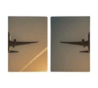 Étui de passeport de voyage en cuir imprimé bleu et aéronautique pour voyage, documents, cadeaux de voyage, Avion lumineux à la lumière du jour, 20.3x13.8cm