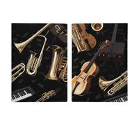 Étui de passeport de voyage en cuir imprimé feuilles d'érable au soleil pour voyage, documents, cadeaux de voyage, Instruments de musique., 20.3x13.8cm