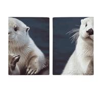 Étui de passeport de voyage en cuir imprimé fleurs aquarelle pour voyage, documents, cadeaux de voyage, Loutre blanche., 20.3x13.8cm