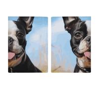 Étui de passeport de voyage en cuir imprimé homard pour voyage, documents, cadeaux de voyage, Lovely Boston Terrier, 20.3x13.8cm