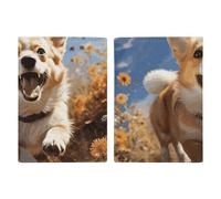 Étui de passeport de voyage en cuir imprimé icône lapin pour voyage, documents, cadeaux de voyage, Running Corgi, 20.3x13.8cm