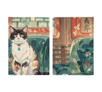 Étui de passeport de voyage en cuir imprimé note de musique pour voyage, documents, cadeaux de voyage, Chat mignon, 20.3x13.8cm