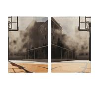 Étui de passeport de voyage en cuir imprimé sur le terrain de basket-ball pour voyage, documents, cadeaux de voyage, Magnifique terrain de basket-ball, 20.3x13.8cm