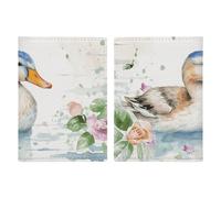 Étui de passeport de voyage en cuir imprimé violon et violoncelle pour voyage, documents, cadeaux de voyage, Canard aquarelle, 20.3x13.8cm