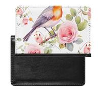 Étui de passeport de voyage pour homme et femme avec blocage RFID, flamants roses et ananas, Imprimé floral aquarelle rouge-gorge, Taille unique