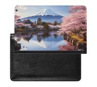 Étui de passeport de voyage pour homme et femme - Blocage RFID - Support de passeport Fuji en fleurs de cerisier - Accessoires de voyage, Arbres en fleurs de cerisier du mont Fuji, Taille unique