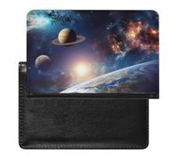 Étui de passeport de voyage pour homme et femme, blocage RFID, tournesol sur fond noir, accessoires de voyage, Universe Galaxie Espace extérieur, Taille unique