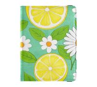 Étui de passeport décoratif en cuir avec emplacements pour cartes de vaccin et de vaccins - Motif fleurs de citron et marguerites - Ultra fin, Fleur de marguerite citron d'été, 1 size