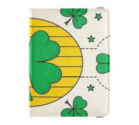 Étui de passeport décoratif en cuir avec motif trèfle de la Saint-Patrick et étoiles vertes pour homme avec fente pour carte de vaccination, St. Patrick's Clover étoiles vertes, 1 size