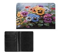Étui de passeport élégant avec impression de fleurs de pensée - Portefeuille de voyage fin pour homme et femme - Taille unique, Style :, Taille unique, Protecteur de passeport