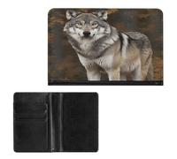Étui de passeport élégant avec imprimé loup gris sauvage sauvage - Portefeuille de voyage fin pour homme et femme - Taille unique, Style :, Taille unique, Protecteur de passeport