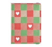 Étui de passeport en cuir à carreaux rouge et vert pour passeport de voyage pour voyage et documents de voyage ultra fin pour femme, Plaid « Merry Christmas » rouge et vert, 1 size