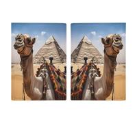 Étui de passeport en cuir avec blocage RFID pour cartes de voyage pour homme et femme, camel pyramide, 20,3 x 13,8 cm, motif pyramide camel, Pyramid Camel, 20.3x13.8cm, Moderne