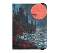 Étui de passeport en cuir avec château de vampire gothique - Grande capacité - Pour voyage en famille - Accessoires indispensables