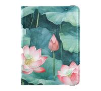 Étui de passeport en cuir avec fleurs roses aquarelle pour voyage, carnet de vaccins pour homme, ultra fin