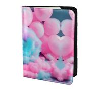 Étui de passeport en cuir avec imprimé barbe à papa rose pour homme et femme, noir, One Size