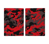 Étui de passeport en cuir avec imprimé carlin mignon noir pour documents, cadeaux de voyage, Camouflage rouge., 20.3x13.8cm