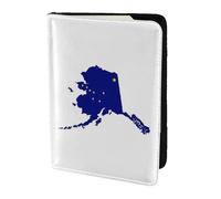 Étui de passeport en cuir avec imprimé carte de l'État de l'Alaska pour homme et femme, portefeuille de voyage, noir, One Size