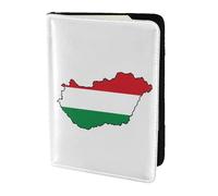 Étui de passeport en cuir avec imprimé carte du drapeau de la Hongrie pour homme et femme, portefeuille de voyage, noir, One Size