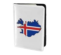 Étui de passeport en cuir avec imprimé carte du drapeau de l'Islande pour homme et femme, portefeuille de voyage, noir, One Size