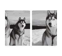 Étui de passeport en cuir avec imprimé de chiens husky et neige pour documents, cadeaux de voyage, Husky Dogs Snow, 20.3x13.8cm