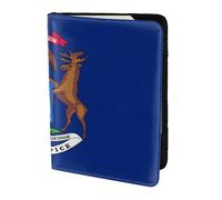 Étui de passeport en cuir avec imprimé drapeau de l'État du Michigan - Respectueux de l'environnement - En cuir véritable - Essentiels de voyage