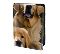 Étui de passeport en cuir avec imprimé Golden Retrievers pour homme et femme, portefeuille de voyage, noir, One Size