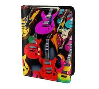 Étui de passeport en cuir avec imprimé guitare colorée et écologique
