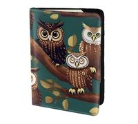 Étui de passeport en cuir avec imprimé hibou magique pour homme et femme, portefeuille de voyage, noir, One Size