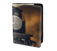 Étui de passeport en cuir avec imprimé locomotive écologique en cuir véritable