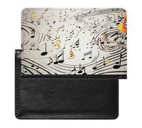 Étui de passeport en cuir avec imprimé notes de musique - Protection RFID - Portefeuille de voyage pour documents - Pour homme et femme