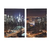 Étui de passeport en cuir avec imprimé nuit de New York pour documents, cadeaux de voyage, New York Night, 20.3x13.8cm