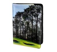 Étui de passeport en cuir avec imprimé parcours de golf et arbre pour homme et femme, portefeuille de voyage, noir, One Size